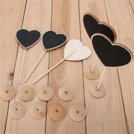 Mini Wooden Board Blackboard Chalkboard Stand Place Wedding Holder Heart Stick