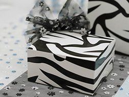 BalsaCircle 100 4&quot;x4&quot;x2&quot; Black and White Zebra Wedding Favor Cake Gift Boxes N6