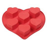 BakeBear 6 in One Heart Shape Baking Cake Pans, Red Love Silicone Cake Mold Edible Cake Decorations dipshop N2