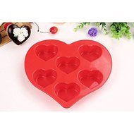 BakeBear 6 in One Heart Shape Baking Cake Pans, Red Love Silicone Cake Mold Edible Cake Decorations dipshop N4
