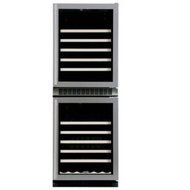 Dual Zone 90-Bottle Wine Refrigerator Color: Black with Stainless Steel Frame Glass Door, Hinge: Right