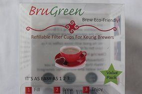 BruGreen Refillable Filter Cups For Keurig Brewers (4 Cups) N4