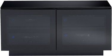 BDI Mirage 8224 Double Wide Entertainment Cabinet, Satin Black with Black Glass Top N3