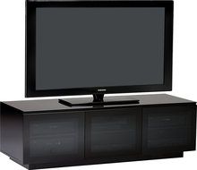 BDI Mirage 8224 Double Wide Entertainment Cabinet, Satin Black with Black Glass Top N4