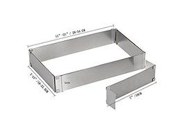 MorningRising 11-21&quot; / 28cm-54cm Big Size Adjustable Rectangle Scalable Mousse Cake Ring Baking Mold Stainless... N3