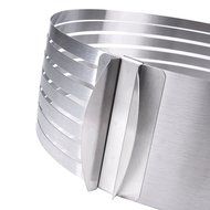INHDBOX Adjustable Stainless Steel Mousse Mould Layer Cake Slicer with 1 Pcs Cake Knife (Silver) N2