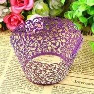 Welldone 100pcs Filigree Vine leaves Laser Hollow Edge Baking Cake Cups Birthday Party (Red) N10