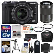 Canon EOS M3 Wi-Fi Digital ILC Camera with EF-M 18-55mm &amp; 55-200mm IS STM Lens (Black) + 32GB Card + Case + Tripod...