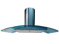 Range Hood Wall Mount Curved Blue Glass Stainless Steel KA-148-40" NT AIR. Made in Italy.