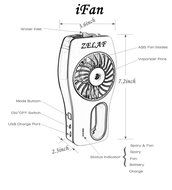 ZELAF 2nd Generation iFan&trade; Mini USB Handheld Misting Fan with Personal Cooling Spray Mist Humidifier and Built-in... N2