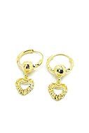 1 PAIR EARING GOLD PLATED HEART LOOP GLITTER ORIENTAL SPARKLE THAI STYLE