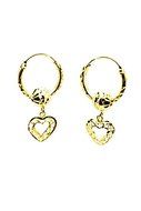 1 PAIR EARING GOLD PLATED HEART LOOP GLITTER ORIENTAL SPARKLE THAI STYLE N2