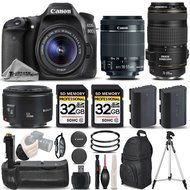 Canon EOS 80D Wi-Fi Full HD 1080P Digital SLR Camera + Canon 18-55mm IS STM Lens + Canon 70-300mm IS USM Lens...