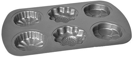 Chloe&#039;s Kitchen 203-178 6-Cavity Flower Cake Pan, Non-Stick