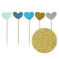 Bilipala Funny Hearts Cake Decorations Toppers Picks for Wedding and Baby Birthday, 50 Counting