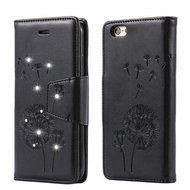 iPhone 6/6S 3D Handmade Diamond Case-Auroralove Gold Bling PU Leather Lovely Dandelion Credit Card Kickstand Flip... N7