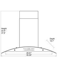 AKDY 36" Wall Mount Stainless Steel Kitchen Cooking Vent LED Display Push Button Control Range Hood N4