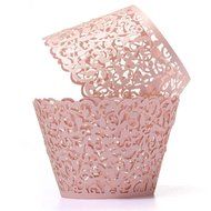 Welldone 100pcs Filigree Vine leaves Laser Hollow Edge Baking Cake Cups Birthday Party (Red) N17