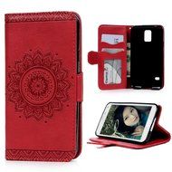S5 Case,Samsung Galaxy S5 Case (I9600) - Wallet Embossed Totem Flower Design Folio Flip PU Leather with Stand... N7