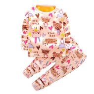 Yaheeda Kids Children Plush Cotton Pajamas T-Shirt and Open-crotch Pants Suit N7