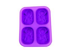 Hanperal 4 Cavity Silicone DIY Soap Mold Handmade Candle Mould Rectangular Mold with Angel Design N6