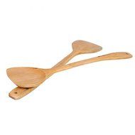 2pcs Lengthening Wooden Turner Spatula Safe For Non-Stick Cookware