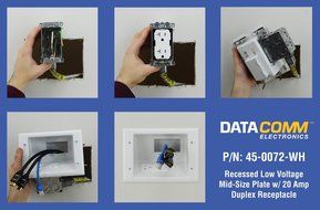 DataComm Electronics 45-0081-WH Recessed AV/HDMI Cable Conceal Plate with Dual Power Surge Suppressor N5