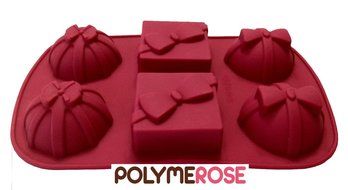 Silicone GIFTS Cake Baking Pan for Baking and for Crafts. 6 Cavity Mold- Silicone by Polymerose T.M. N3