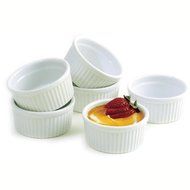 New White 6 Piece, Porcelain Ramekin Set for Custards and Souffles N2