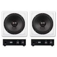 2 Acoustic Audio IWS10 In-Wall/Ceiling 10&quot; Home Theater Passive Subwoofers and 2 Amplifiers IWS10A-2S