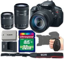 Canon EOS Rebel T5i Camera Bundle with Canon EF-S 18-55mm f/3.5-5.6 IS STM Lens + Canon EF-S 55-250mm f/4-5.6...