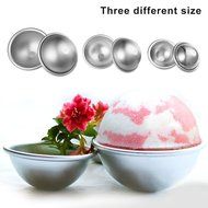 Shopline Aluminum Ball Sphere Bath Bomb Mold Cake Pan Baking Pastry Mould, 1 Ball (Include 2 Pcs) (L(2.561.2inch)) N2