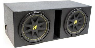 ASC Package Dual 10&quot; Kicker Sub Box Vented Port Rhino Coated Subwoofer Enclosure C10 Comp 600 Watts Peak