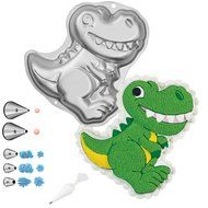 Wilton Dinosaur Shaped Cake Pan Bundle of 10 Items: Dinosaur Cake Pan, Decorating Tips and Decorating Bags N3