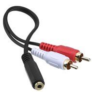 eBoot 3.5mm Female to 2 RCA Male Stereo Audio Y Cable Adapter 6 Inch, 2 Pack N5