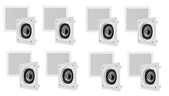 16) VM Audio Shaker 5.25-Inch 125W Square in Ceiling/in Wall Surround Sound Speakers