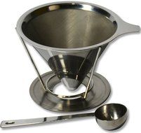 CounterTop Pour Over Eco-Friendly Stainless Steel Drip Coffee Filter and Scoop (2 Cups) N3