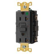 Hubbell GFRST83BK Gfci Receptacle, 20 Amps, Nema Configuration: 5-20R, Decorator, Self-Testing: YES, Black