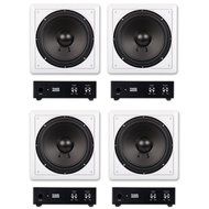4 Acoustic Audio IWS10 In-Wall/Ceiling 10&quot; Home Theater Passive Subwoofers and 4 Amplifiers IWS10A-4S N4