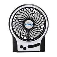 Efluky Mini USB 3 Speeds Rechargeable Portable Table Fan, 4.5-Inch, Black N23