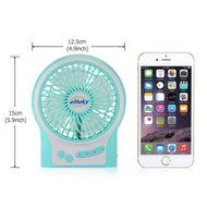 Efluky Mini USB 3 Speeds Rechargeable Portable Table Fan, 4.5-Inch, Black N26