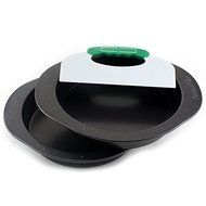 Black Carbon Steel/Silicone Round Cake Pan With Perfect Slice Tool (Pack of 3)