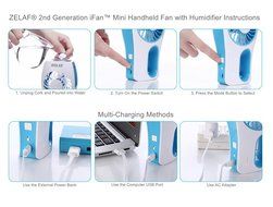 ZELAF 2nd Generation iFan&trade; Mini USB Handheld Misting Fan with Personal Cooling Spray Mist Humidifier and Built-in... N4