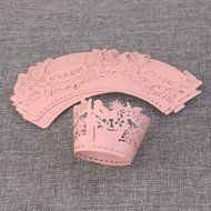 ROSENICE 50pcs Cupcake Wrappers, Girl Cake Paper Cups for Wedding Birthday Party (Pink)