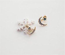 Fashion Womens Gold Moon Star Crystal Rhinestone Stud Earrings Party Jewelry New N4