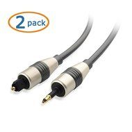 Cable Matters 2-Pack, Gold Plated Toslink to Mini Plug Digital Optical Audio Cable 3 Feet N8