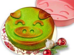 Siliconezone Piggy Collection 5.9&quot; Non-Stick Mini Piggy Silicone Cake Mold, Pink N2