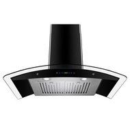 30 in. Convertible Wall Mount Range Hood in Black with Tempered Glass and Remote Control N8