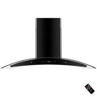 30 in. Convertible Wall Mount Range Hood in Black with Tempered Glass and Remote Control N9