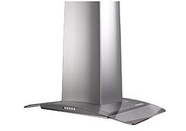 Faber TRATIS36SS600-B 600 CFM 36" Tratto Curved Glass Island Range Hood, Stainless Steel
